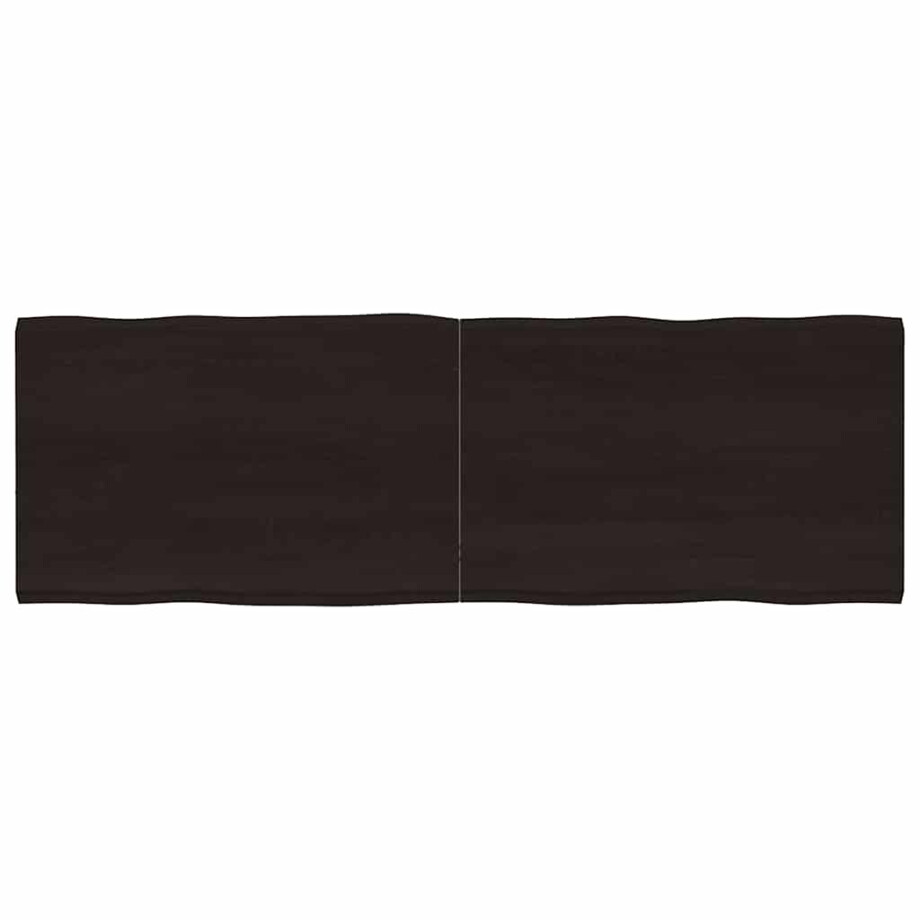 vidaXL Tafelblad natuurlijke rand 180x60x(2-4)cm eikenhout donkerbruin afbeelding 1