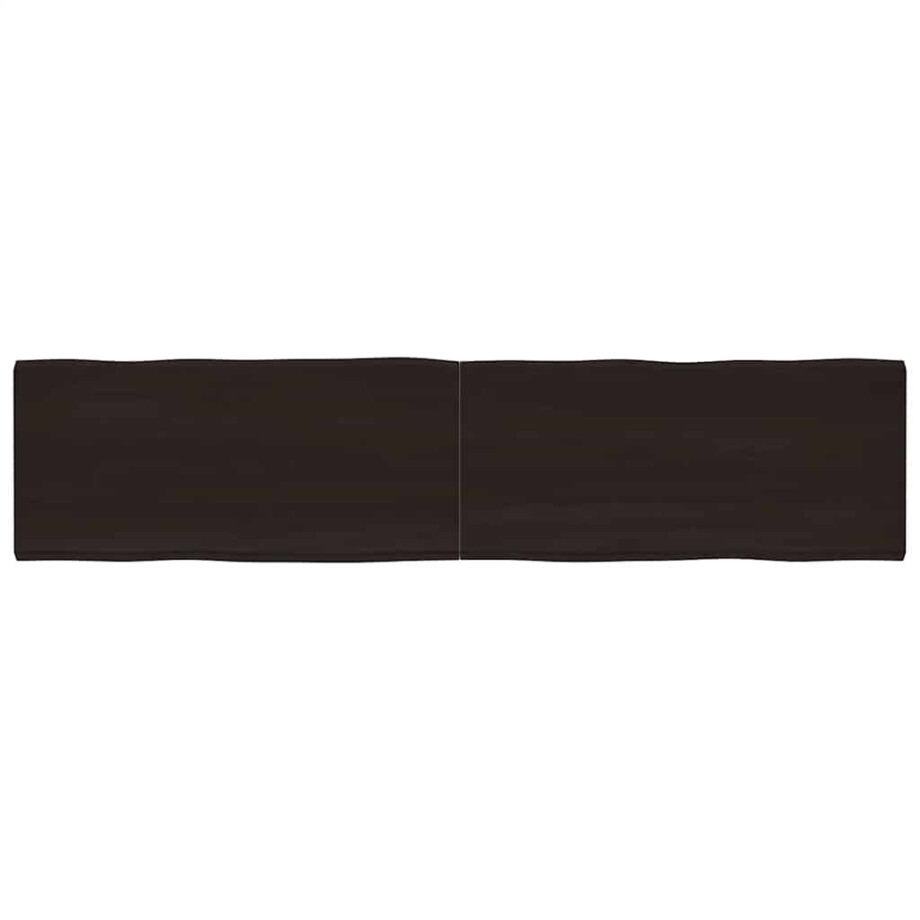 vidaXL Tafelblad natuurlijke rand 220x50x(2-4)cm eikenhout donkerbruin afbeelding 1