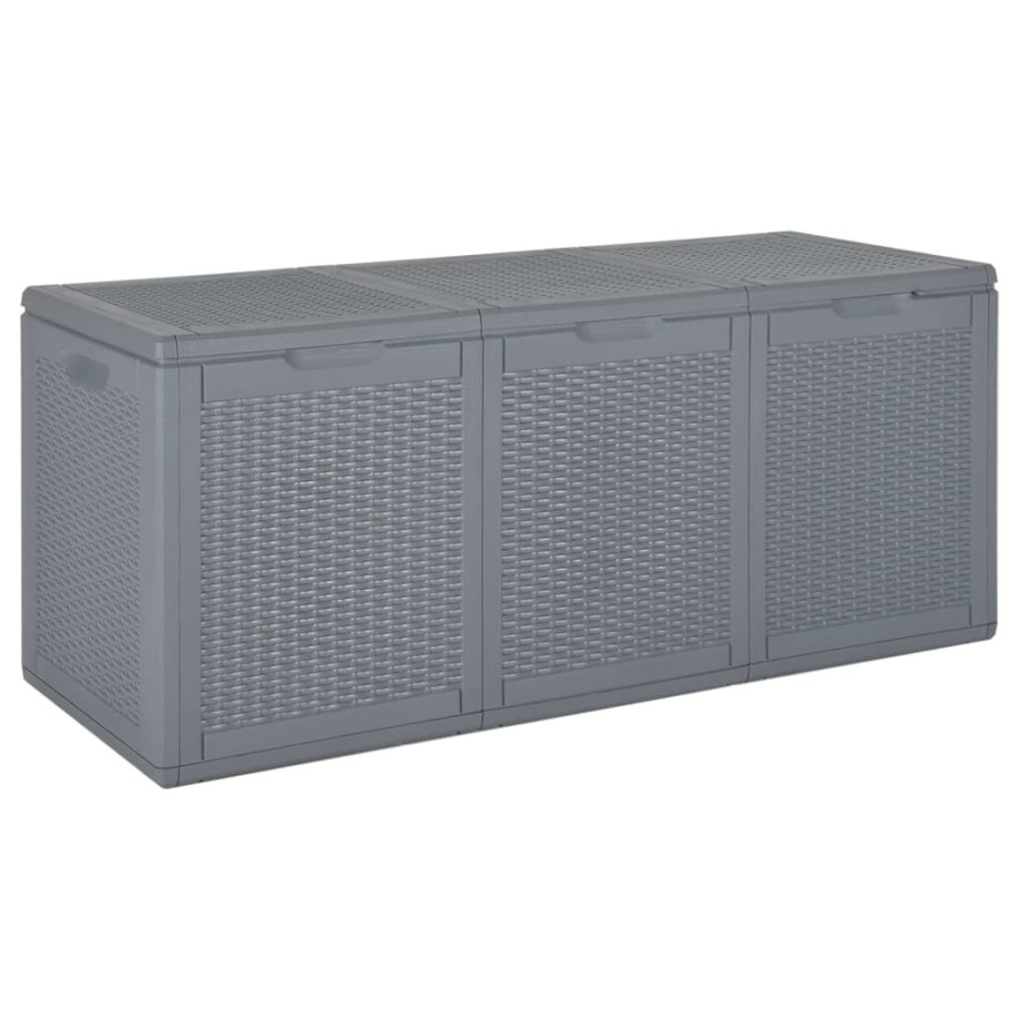 vidaXL Tuinbox 270 L PP rattan grijs afbeelding 1