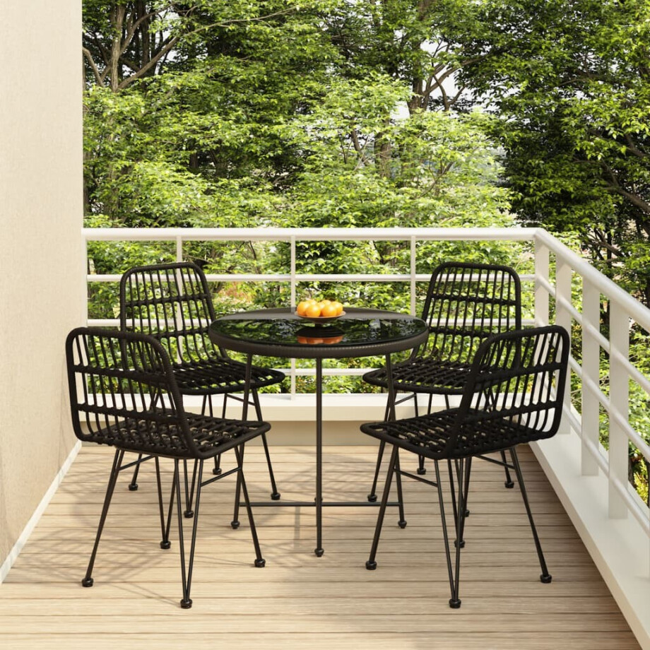 vidaXL 5-delige Tuinset poly rattan zwart afbeelding 1