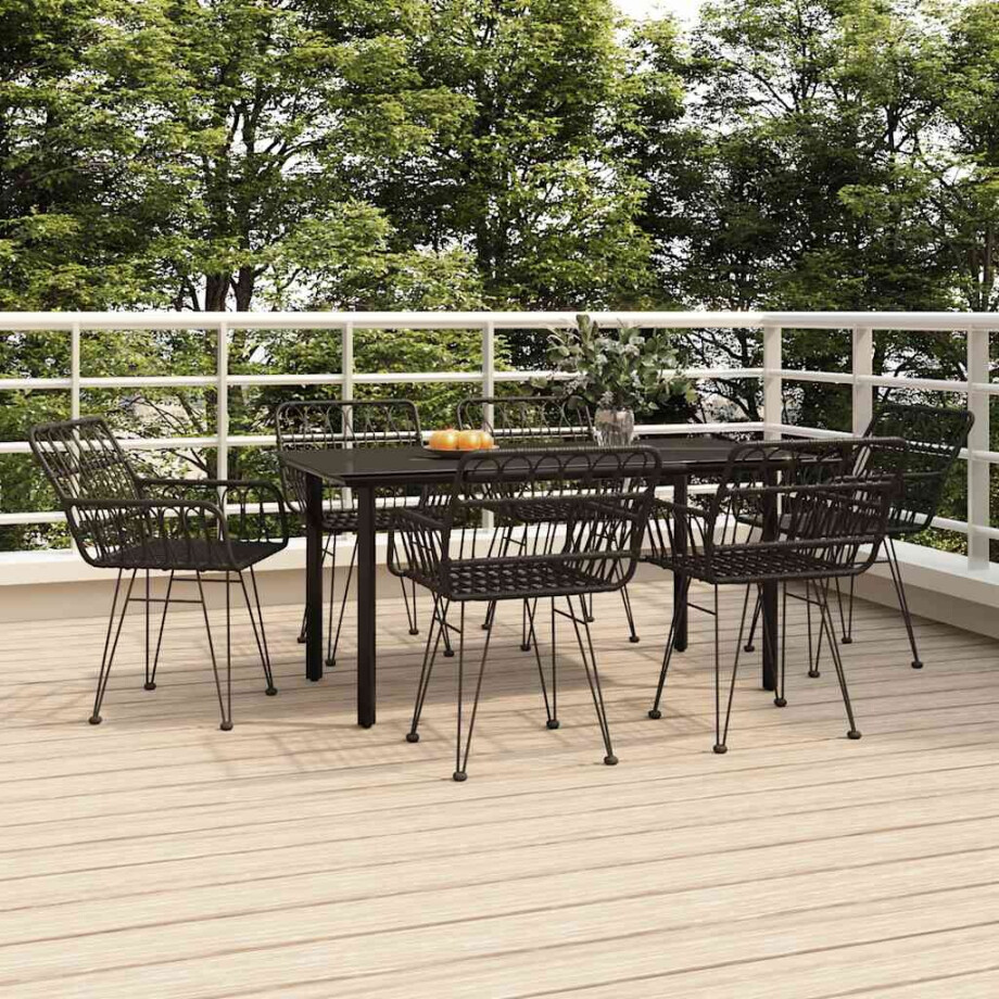 vidaXL 7-delige Tuinset poly rattan zwart vidaXL 7-delige Tuinset poly rattan zwart afbeelding 1