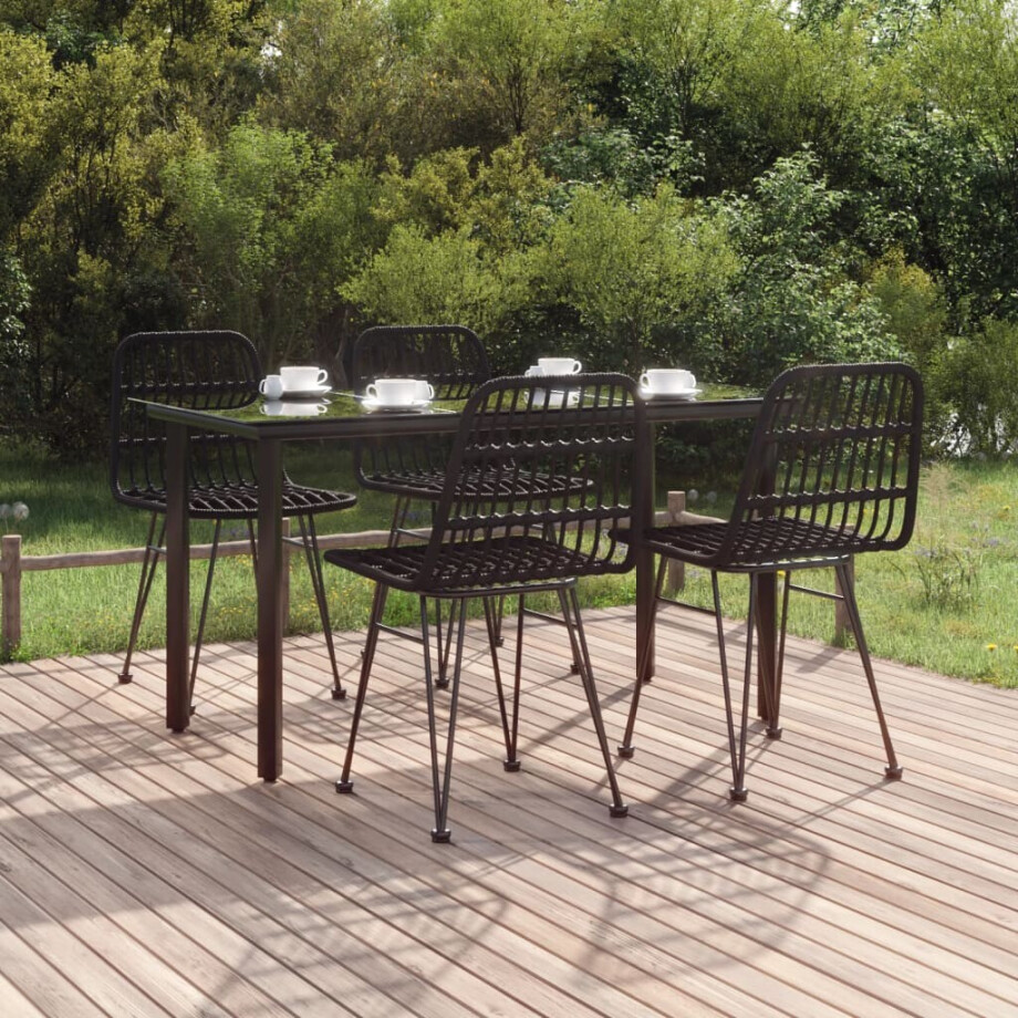 vidaXL 5-delige Tuinset poly rattan zwart afbeelding 1