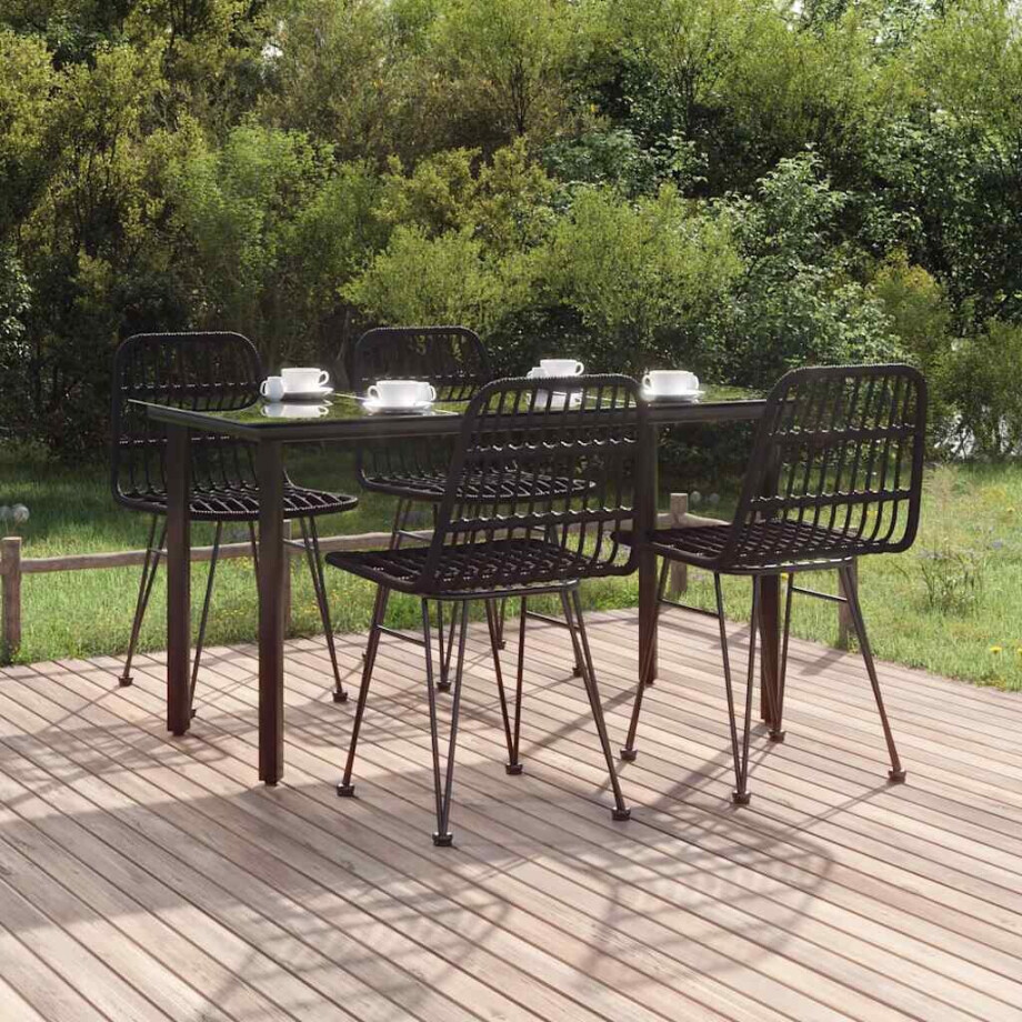 vidaXL 5-delige Tuinset poly rattan zwart afbeelding 1