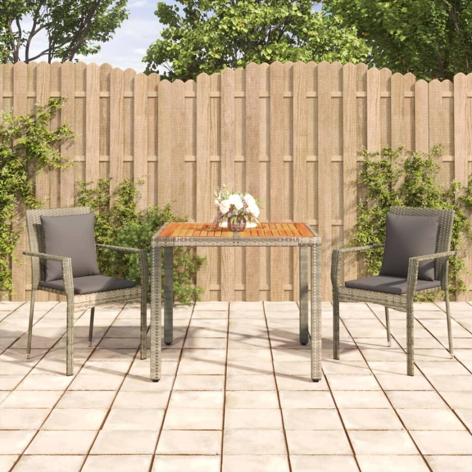 vidaXL 3-delige Tuinset met kussens poly rattan grijs afbeelding 1