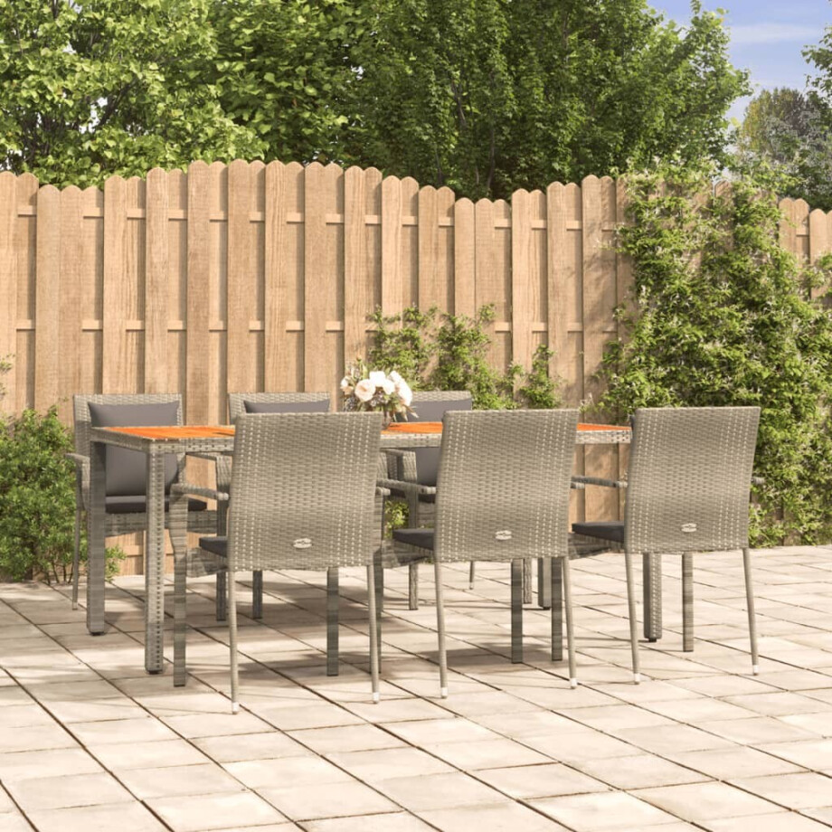 vidaXL 7-delige Tuinset met kussens poly rattan grijs vidaXL 7-delige Tuinset met kussens poly rattan grijs afbeelding 1
