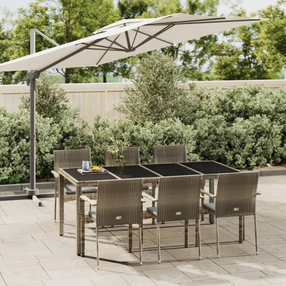 vidaXL 7-delige Tuinset met kussens poly rattan grijs vidaXL 7-delige Tuinset met kussens poly rattan grijs afbeelding 1