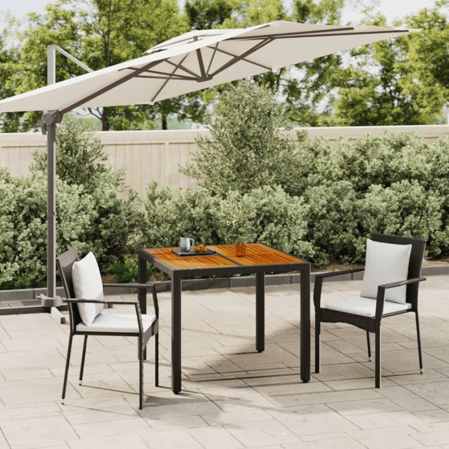 vidaXL 3-delige Tuinset met kussens poly rattan zwart afbeelding 1