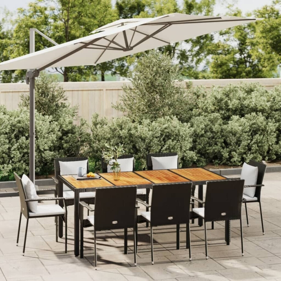 vidaXL 9-delige Tuinset poly rattan zwart vidaXL 9-delige Tuinset poly rattan zwart afbeelding 1
