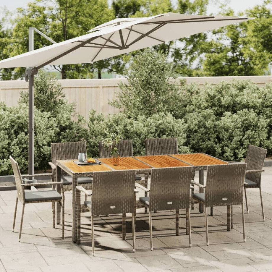 vidaXL 9-delige Tuinset met kussens poly rattan grijs vidaXL 9-delige Tuinset met kussens poly rattan grijs afbeelding 1