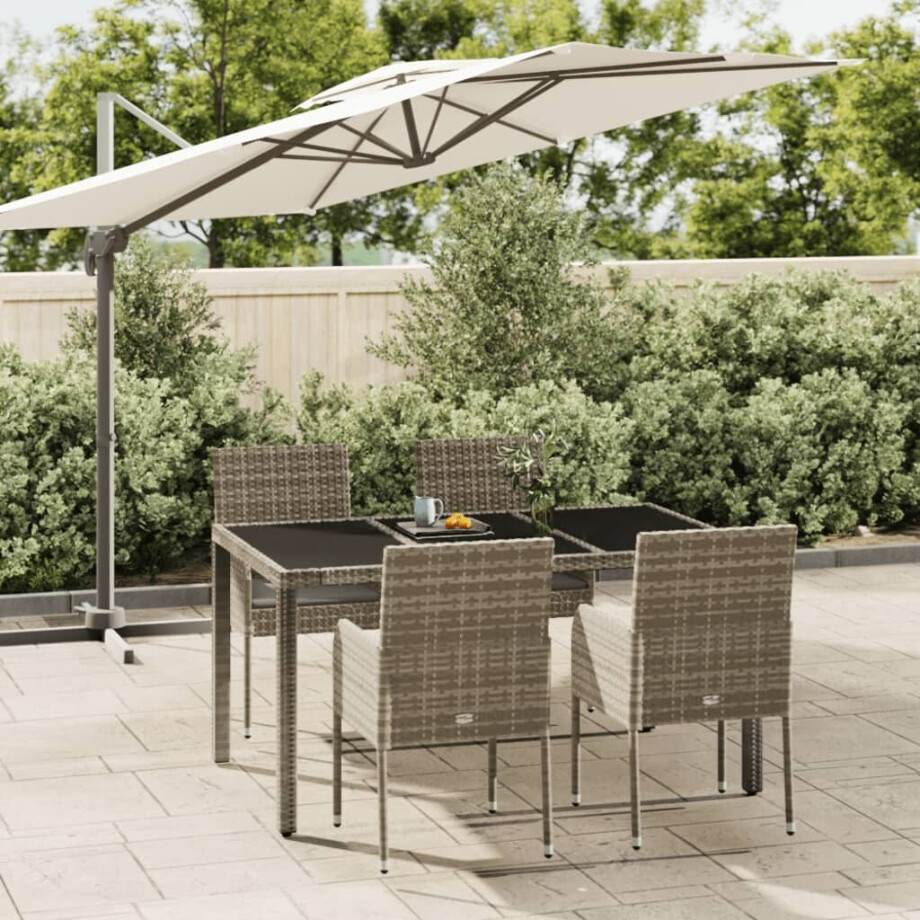 vidaXL 5-delige Tuinset met kussens poly rattan grijs vidaXL 5-delige Tuinset met kussens poly rattan grijs afbeelding 1