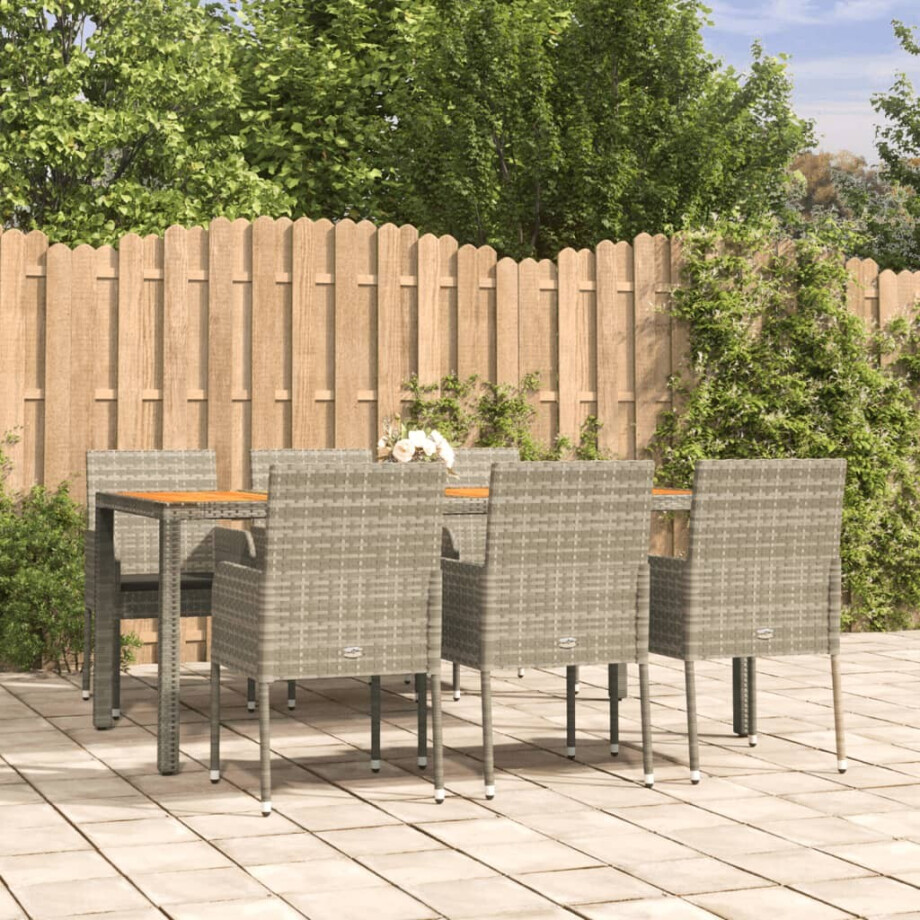 vidaXL 7-delige Tuinset met kussens poly rattan grijs vidaXL 7-delige Tuinset met kussens poly rattan grijs afbeelding 1