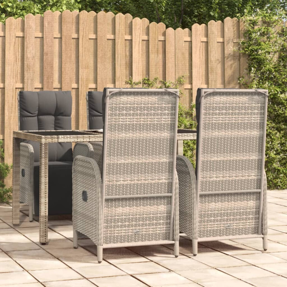 vidaXL 5-delige Tuinset met kussens poly rattan grijs afbeelding 1