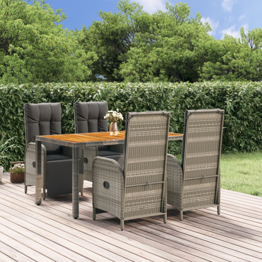vidaXL 5-delige Tuinset met kussens poly rattan grijs vidaXL 5-delige Tuinset met kussens poly rattan grijs afbeelding 1