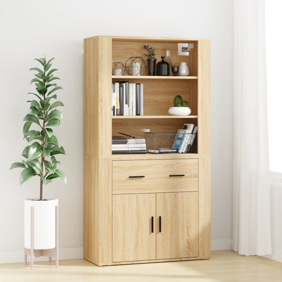 vidaXL Hoge kast bewerkt hout sonoma eikenkleurig afbeelding 1