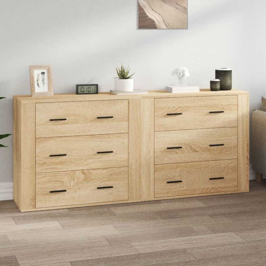 vidaXL Dressoirs 2 st bewerkt hout sonoma eikenkleurig afbeelding 1