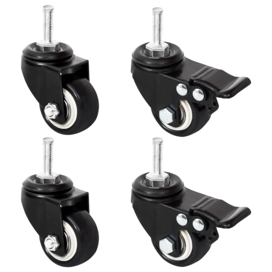 vidaXL Wielen voor plantenbak 4 st 8x3,5x8 cm ijzer zwart vidaXL Wielen voor plantenbak 4 st 8x3,5x8 cm ijzer zwart afbeelding 1