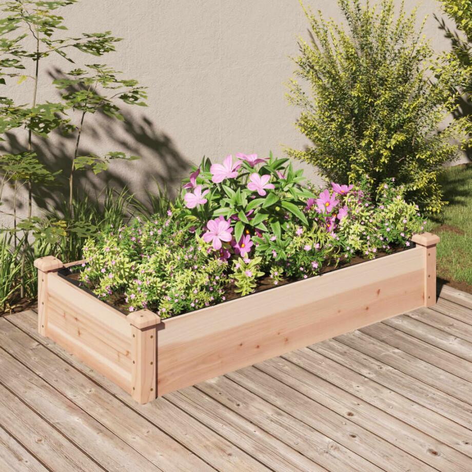 vidaXL Plantenbak verhoogd met voering 120x60x25 cm massief vurenhout afbeelding 1