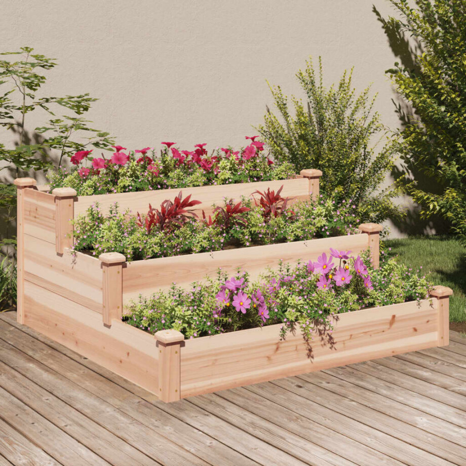 vidaXL Plantenbak verhoogd met voering 120x120x56 cm massief vurenhout vidaXL Plantenbak verhoogd met voering 120x120x56 cm massief vurenhout afbeelding 1