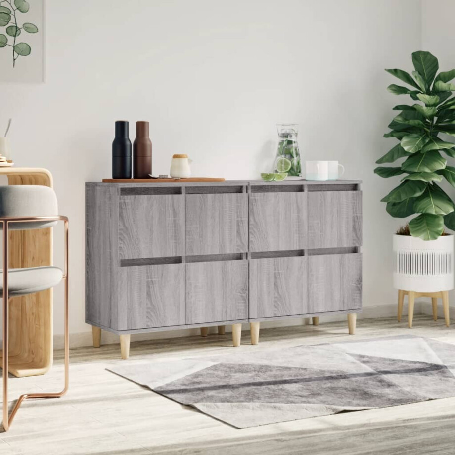 vidaXL Dressoirs 2 st 60x35x70 cm bewerkt hout grijs sonoma eikenkleur afbeelding 1