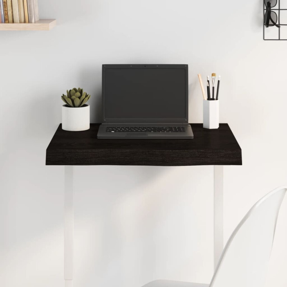 vidaXL Tafelblad 60x40x(2-6)cm behandeld massief eikenhout donkerbruin afbeelding 1