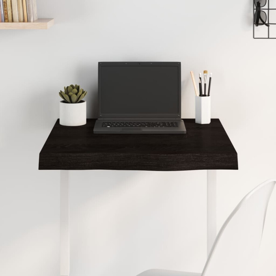 vidaXL Tafelblad 60x60x(2-6)cm behandeld massief eikenhout donkerbruin afbeelding 1