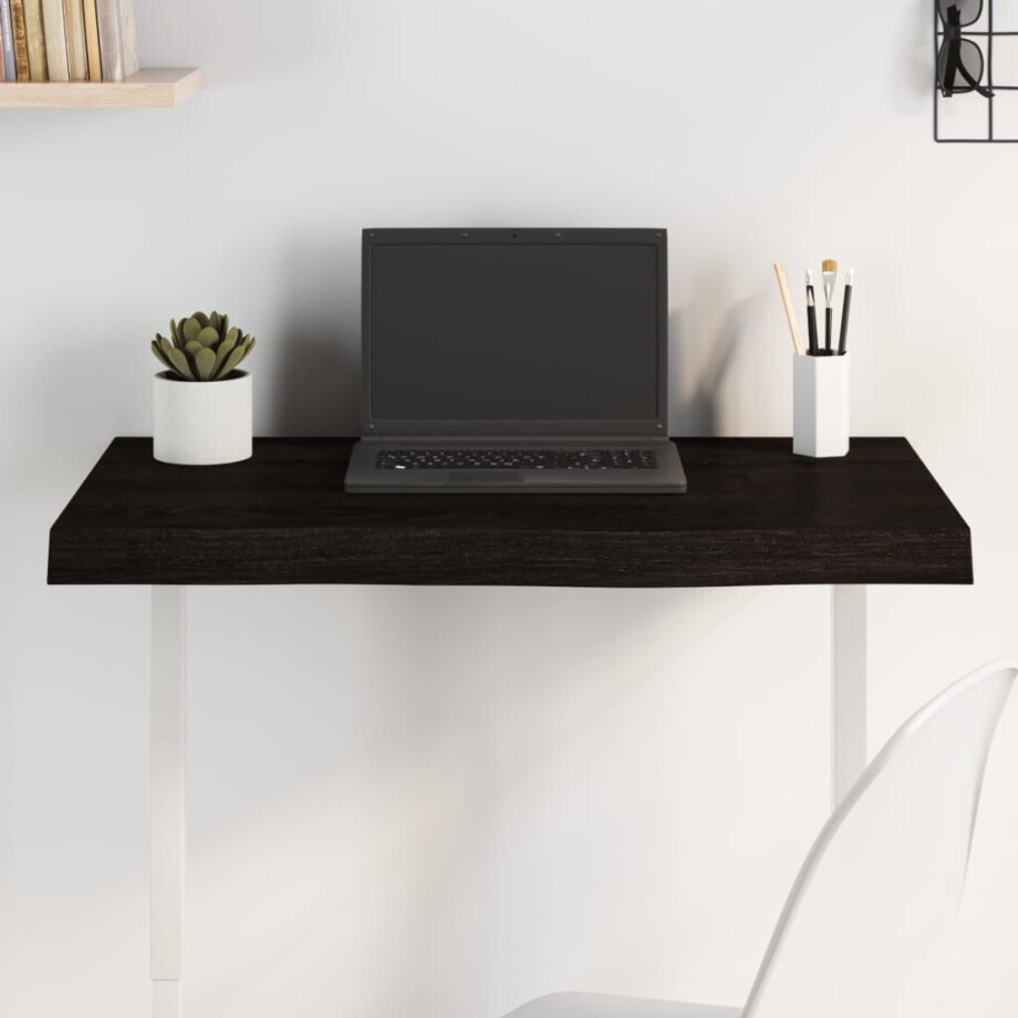 vidaXL Tafelblad 80x50x(2-6)cm behandeld massief eikenhout donkerbruin vidaXL Tafelblad 80x50x(2-6)cm behandeld massief eikenhout donkerbruin afbeelding 1