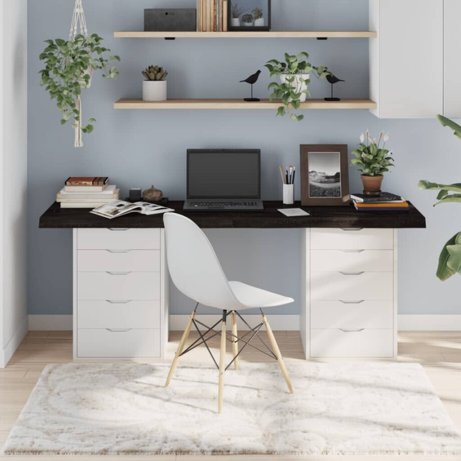 vidaXL Tafelblad 180x60x(2-6)cm behandeld eikenhout donkerbruin vidaXL Tafelblad 180x60x(2-6)cm behandeld eikenhout donkerbruin afbeelding 1