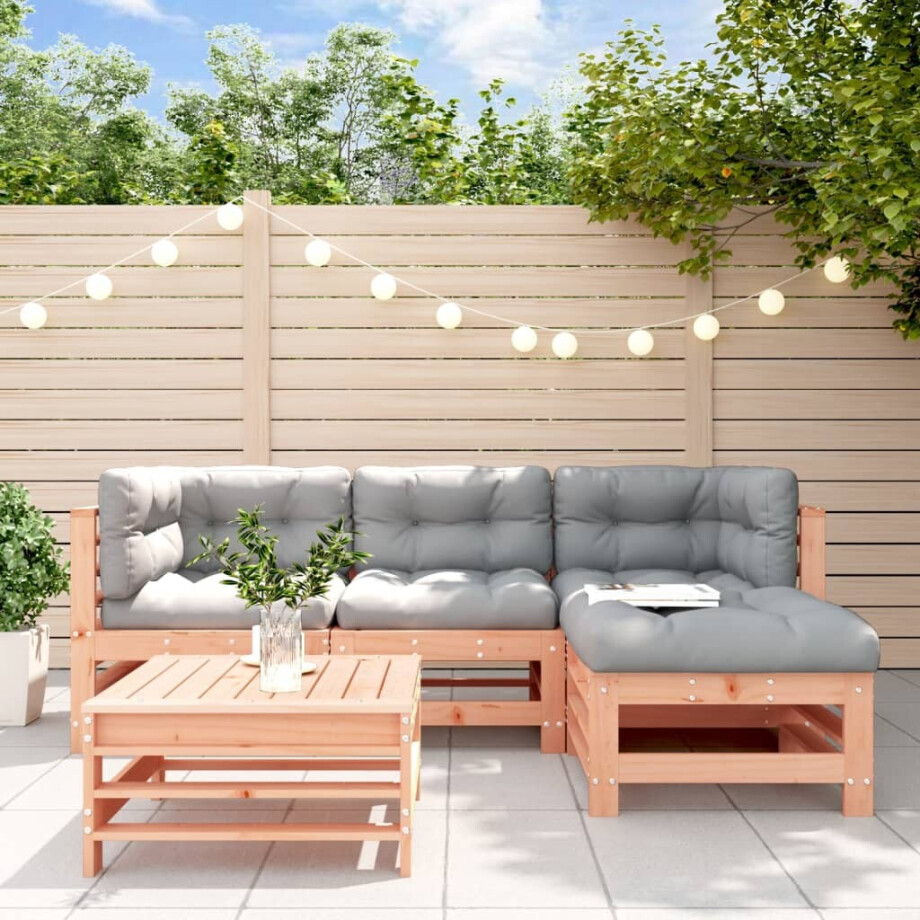vidaXL 5-delige Loungeset met kussens massief douglashout afbeelding 1
