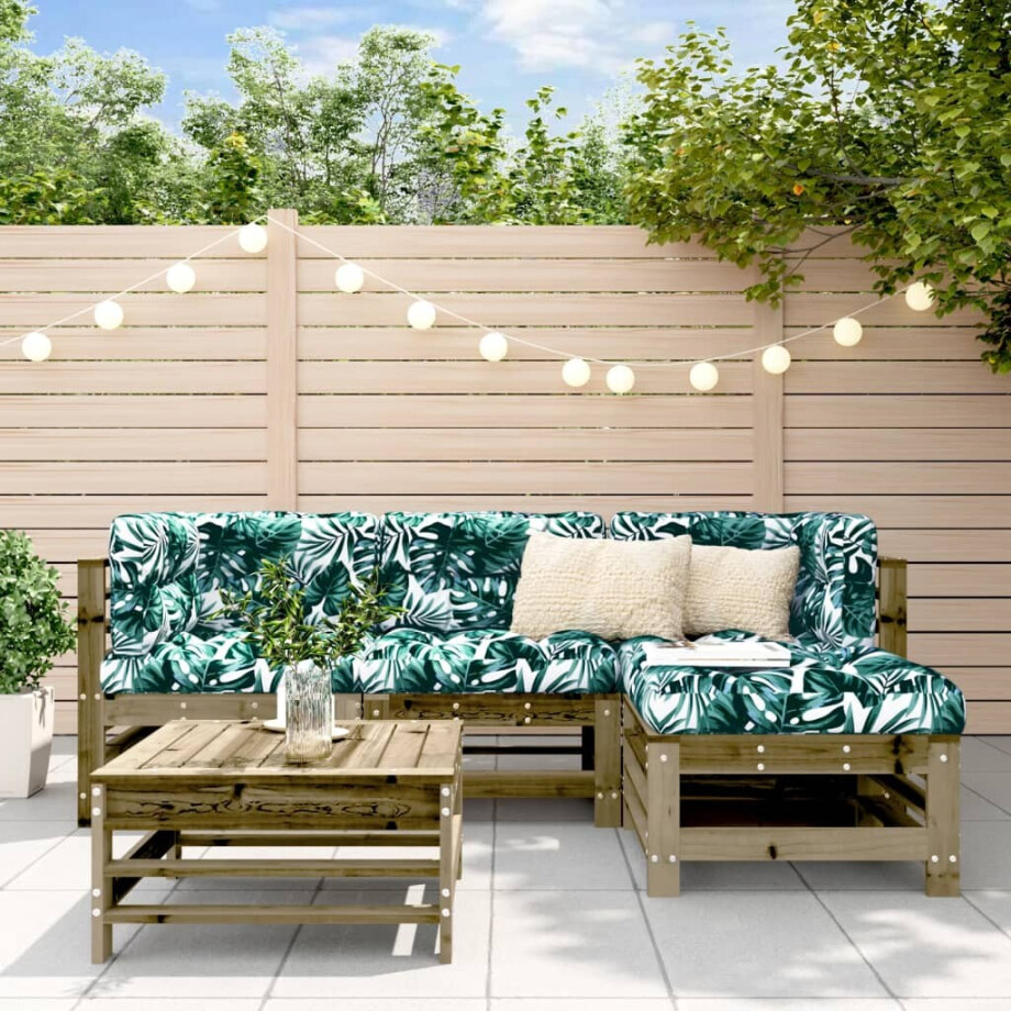 vidaXL 5-delige Loungeset met kussens geïmpregneerd grenenhout vidaXL 5-delige Loungeset met kussens geïmpregneerd grenenhout afbeelding 1