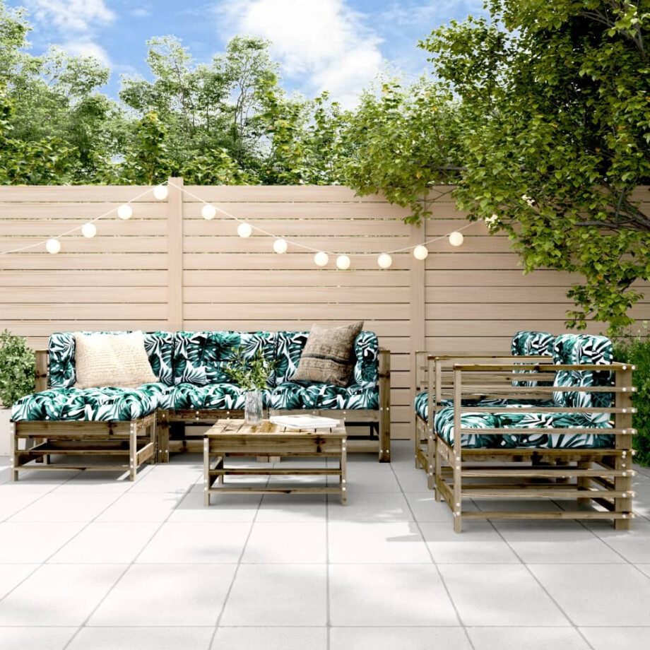 vidaXL 7-delige Loungeset met kussens geïmpregneerd grenenhout vidaXL 7-delige Loungeset met kussens geïmpregneerd grenenhout afbeelding 1