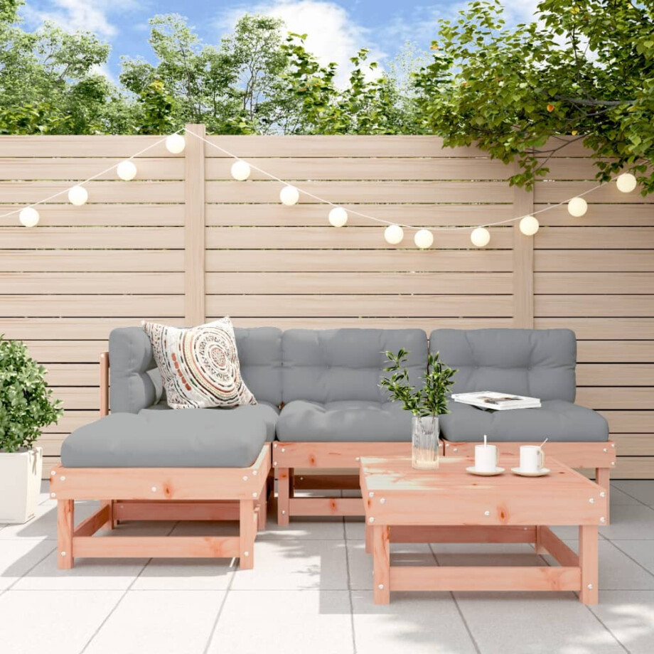 vidaXL 5-delige Loungeset met kussens massief douglashout vidaXL 5-delige Loungeset met kussens massief douglashout afbeelding 1
