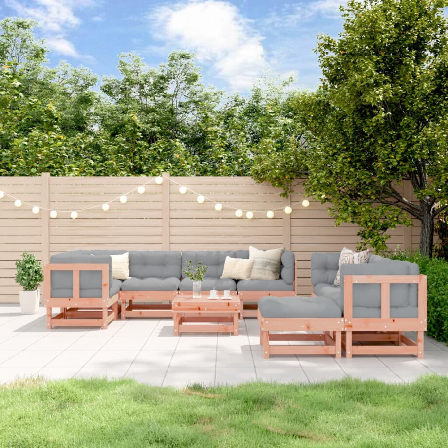 vidaXL 10-delige Loungeset met kussens massief douglashout vidaXL 10-delige Loungeset met kussens massief douglashout afbeelding 1