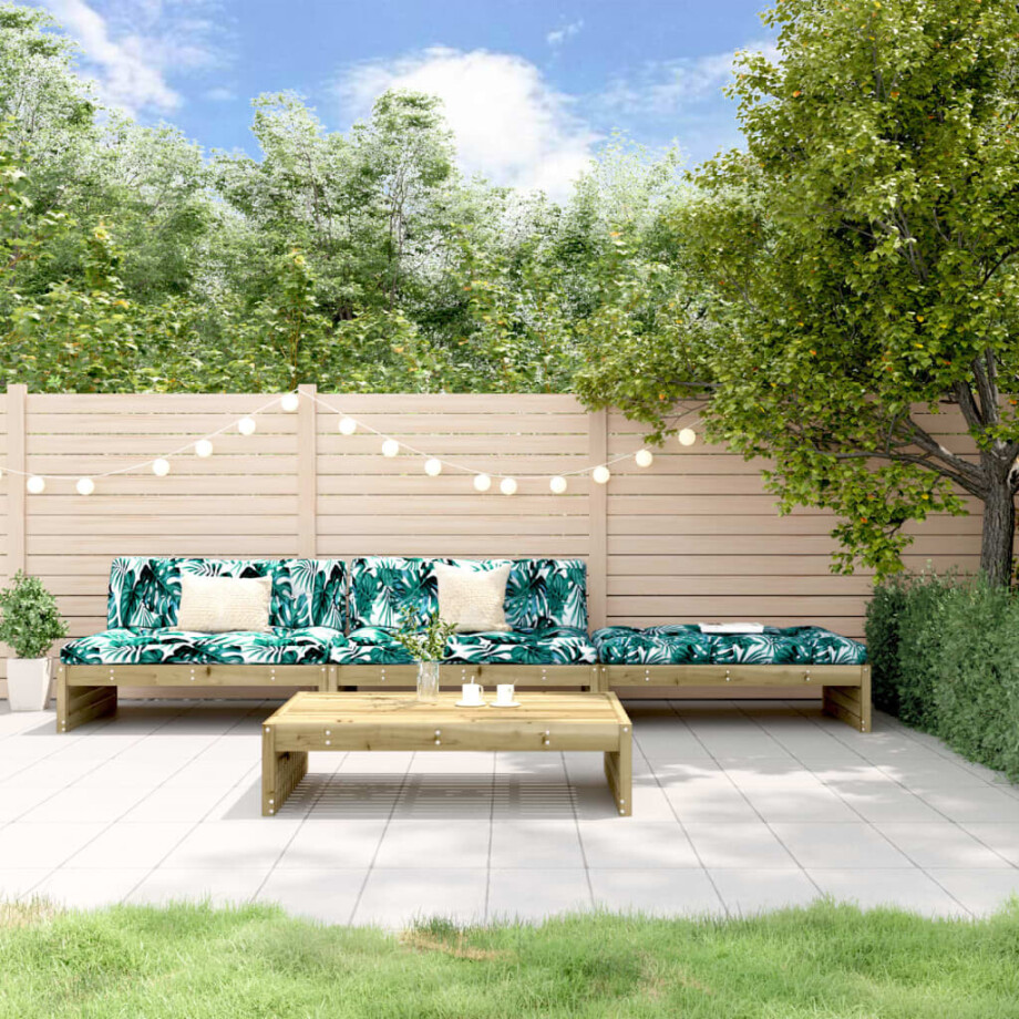 vidaXL 4-delige Loungeset met kussens geïmpregneerd grenenhout afbeelding 1