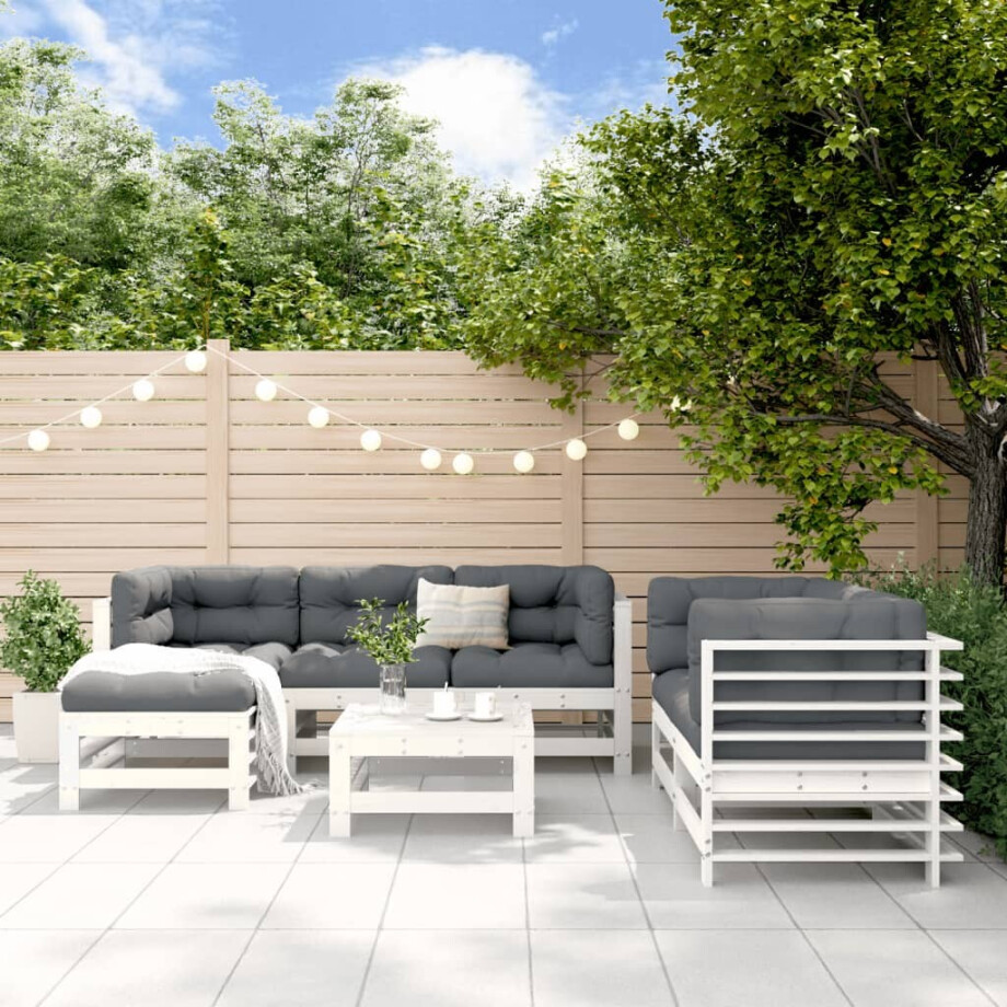 vidaXL 7-delige Loungeset massief grenenhout wit vidaXL 7-delige Loungeset massief grenenhout wit afbeelding 1