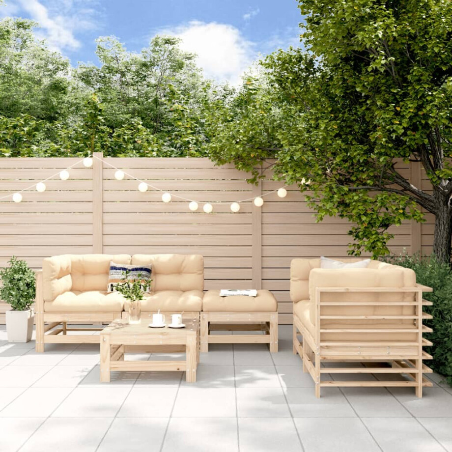 vidaXL 6-delige Loungeset massief grenenhout afbeelding 1