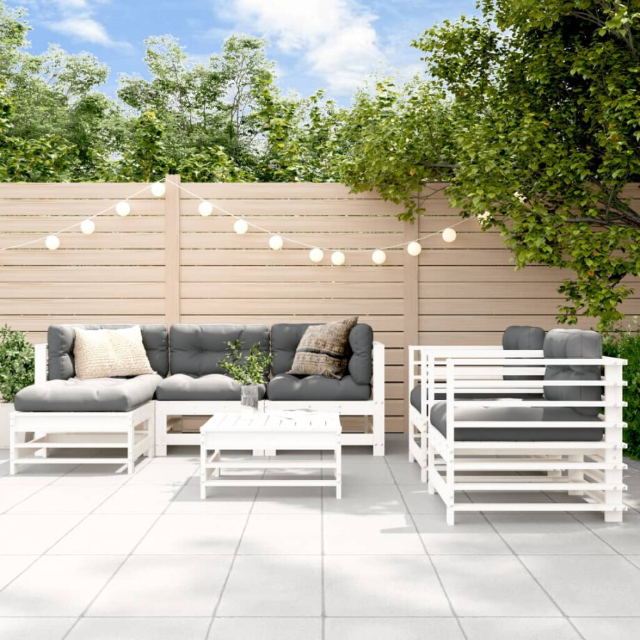 vidaXL 7-delige Loungeset massief grenenhout wit vidaXL 7-delige Loungeset massief grenenhout wit afbeelding 1