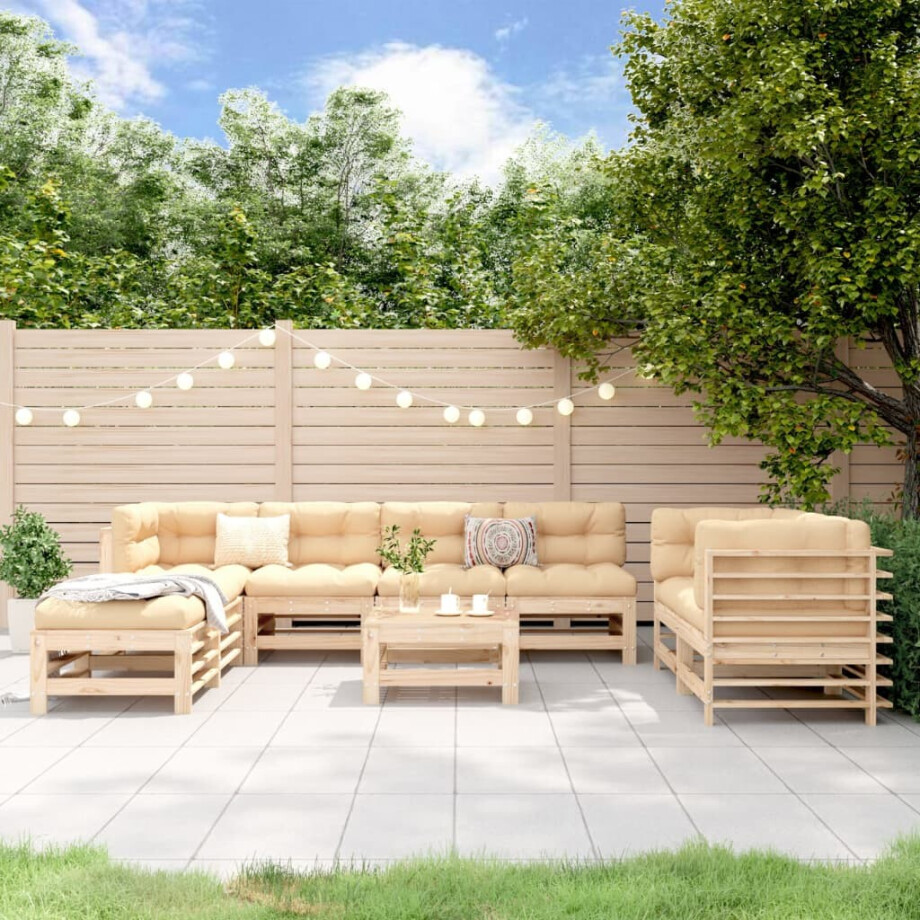 vidaXL 9-delige Loungeset massief grenenhout afbeelding 1