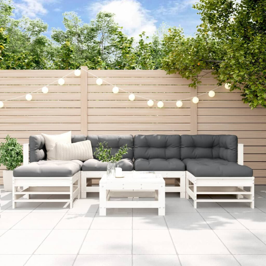 vidaXL 7-delige Loungeset massief grenenhout wit vidaXL 7-delige Loungeset massief grenenhout wit afbeelding 1