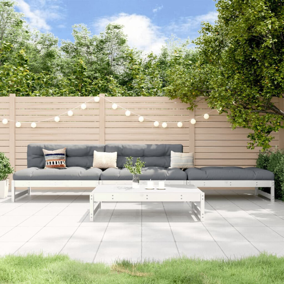 vidaXL 4-delige Loungeset massief grenenhout wit afbeelding 1