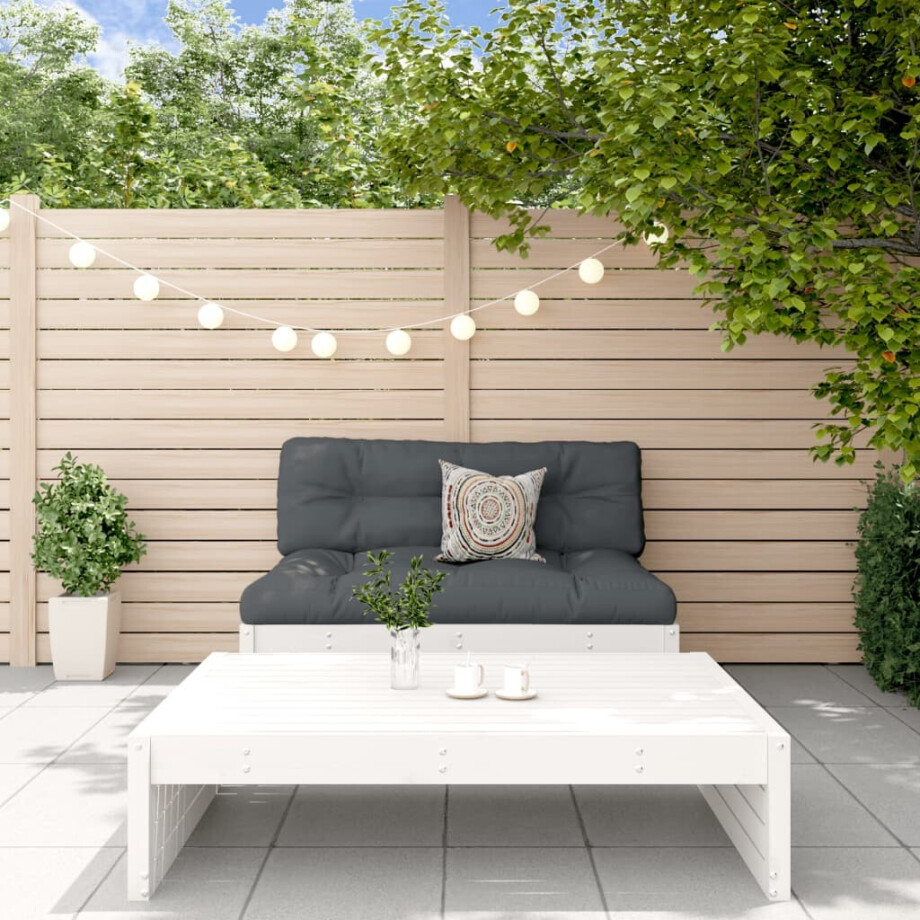 vidaXL 2-delige Loungeset massief grenenhout wit afbeelding 1