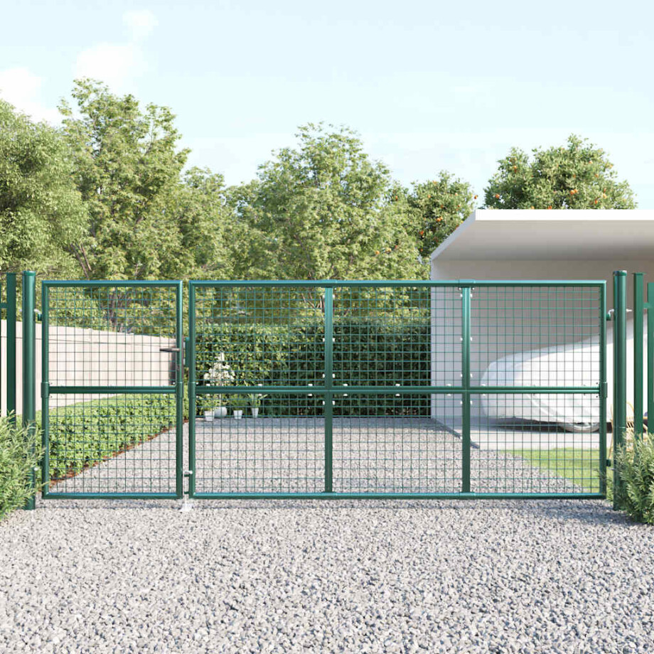 vidaXL Tuinhek van gaas, groen 350x125 cm, gegalvaniseerd staal afbeelding 1