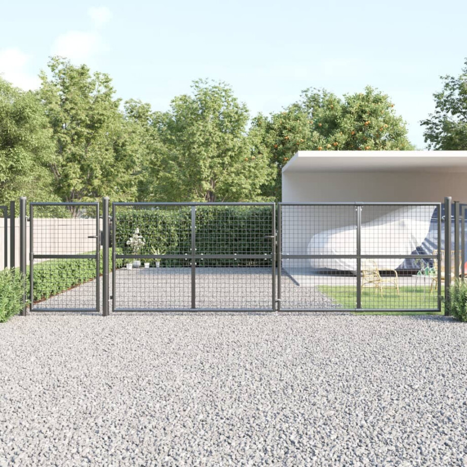 vidaXL Tuinpoort 500x175 cm gaas en gegalvaniseerd staal antraciet afbeelding 1