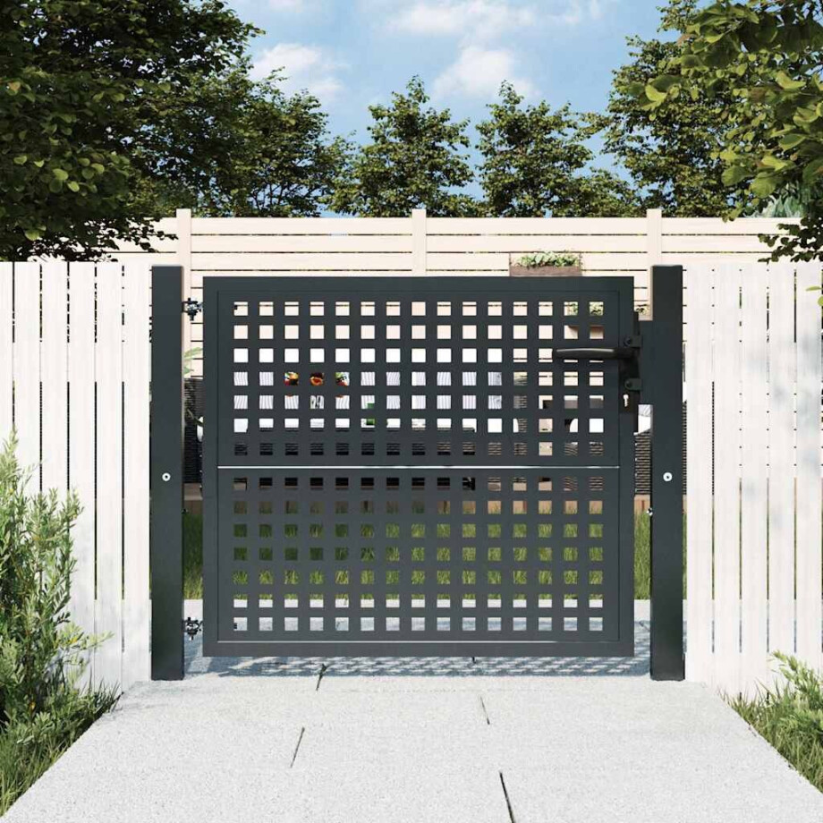 vidaXL Tuinpoort Antraciet 100x75 cm Staal afbeelding 1