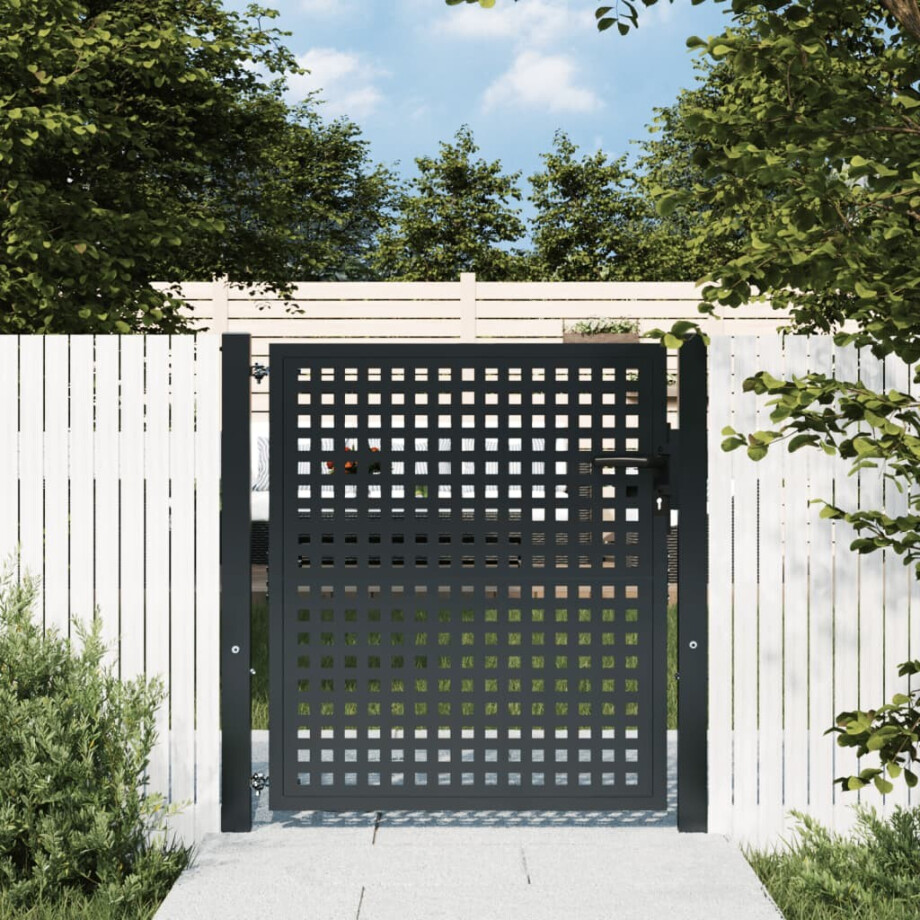 vidaXL Tuinpoort Antraciet 105x100 cm Staal afbeelding 1