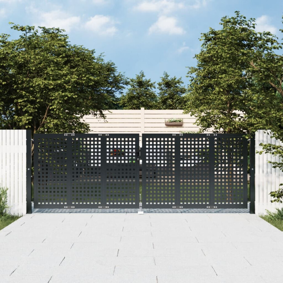 vidaXL Tuinpoort Antraciet 300x100 cm Staal afbeelding 1