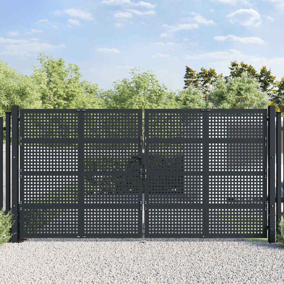 vidaXL Tuinpoort Antraciet 400x175 cm Staal afbeelding 1