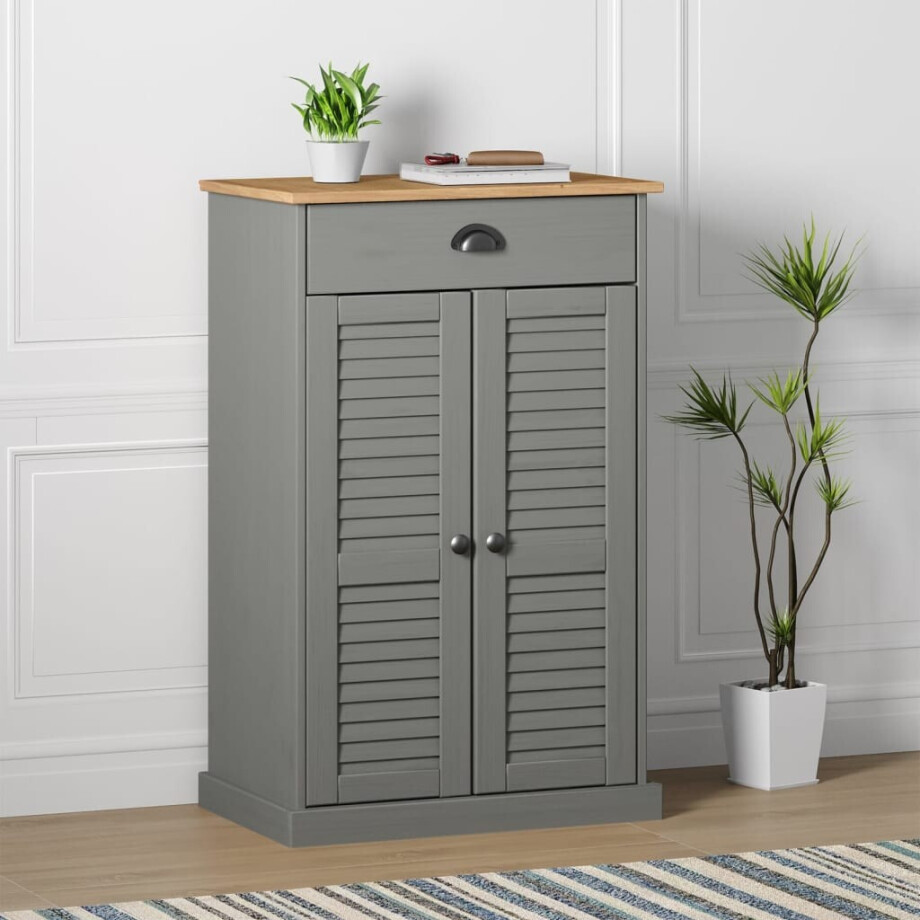 vidaXL Schoenenkast VIGO 60x35x96 cm massief grenenhout grijs vidaXL Schoenenkast VIGO 60x35x96 cm massief grenenhout grijs afbeelding 1