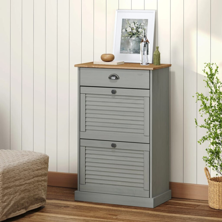 vidaXL Schoenenkast VIGO 60x35x96 cm massief grenenhout grijs afbeelding 1