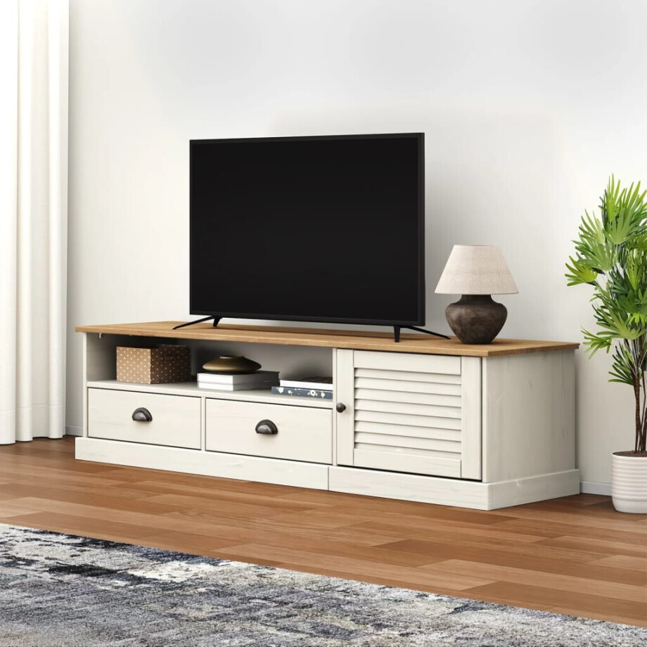 vidaXL Tv-meubel VIGO 156x40x40 cm massief grenenhout wit vidaXL Tv-meubel VIGO 156x40x40 cm massief grenenhout wit afbeelding 1