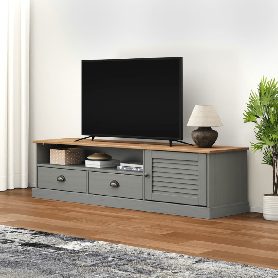 vidaXL Tv-meubel VIGO 156x40x40 cm massief grenenhout grijs afbeelding 1